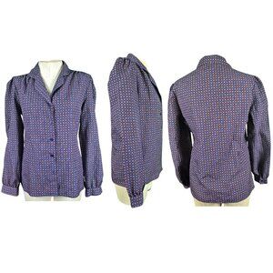 Vintage 1970s Ship’n Shore Geometric Medallion Long Sleeve Blouse size 10